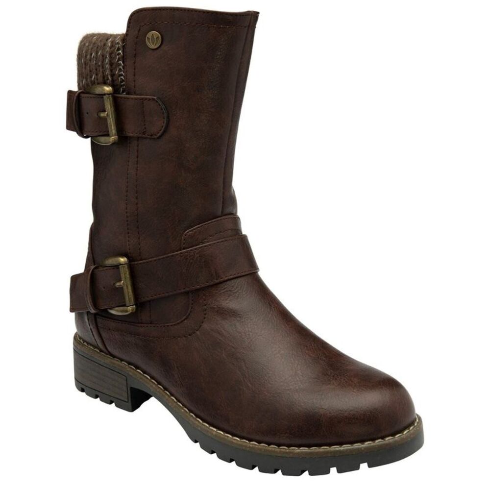 Lotus Shoes Womens/Ladies Jemima Low Block Heel Biker Boots / Brown